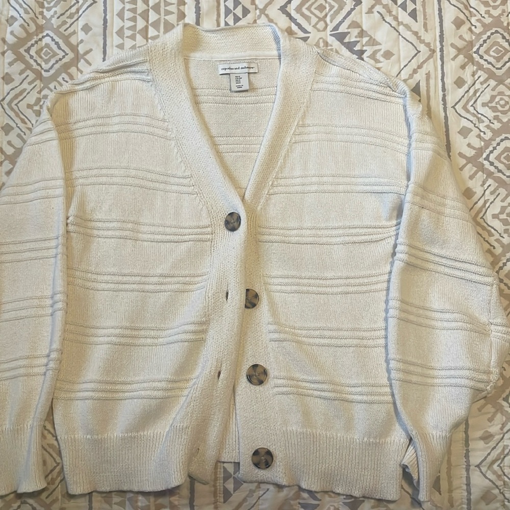 Size S, cupcakes and cashmere cardigan, cream